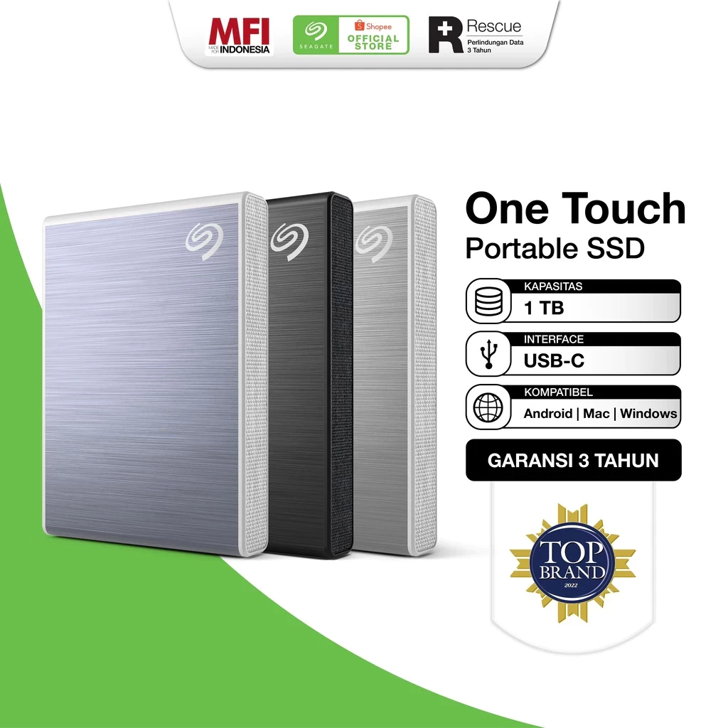 Seagate One Touch Eksternal SSD / USB-C / USB3.0 / 1TB