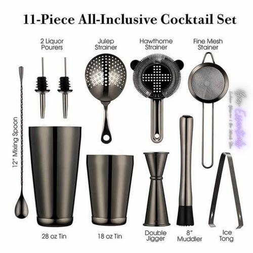 Essential Bar Set Bartender Tools Set Professional Black