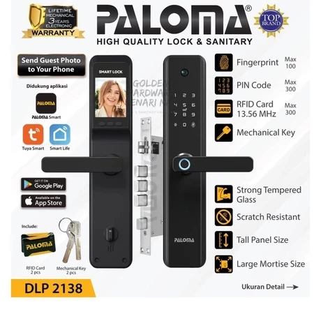 PALOMA DLP 2138 DIGITAL SMART LOCK HOME CAMERA DOOR VIEWER KUNCI PINTU PINTAR KAMERA DOOR HANDLE HOME DIGITAL