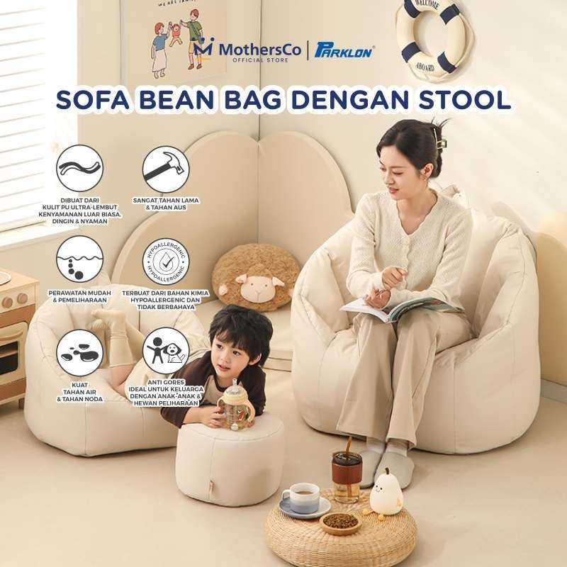 Parklon Sofa Anak dengan Stool | Cocok untuk Anak dan Orang Dewasa | Bean Bag Anak | Sofa Santai Anak | Kursi Anak | Sofa Minimalis