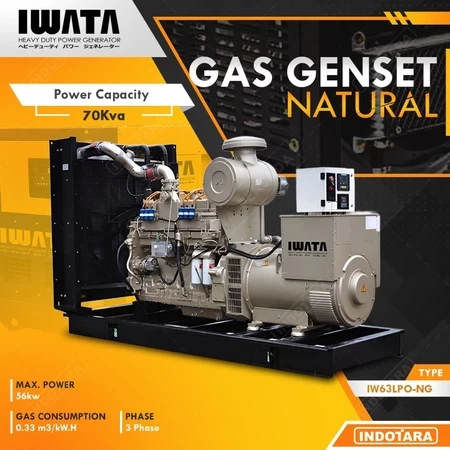 Genset Gas IWATA 56Kw Open Type - IW63LPO-NG