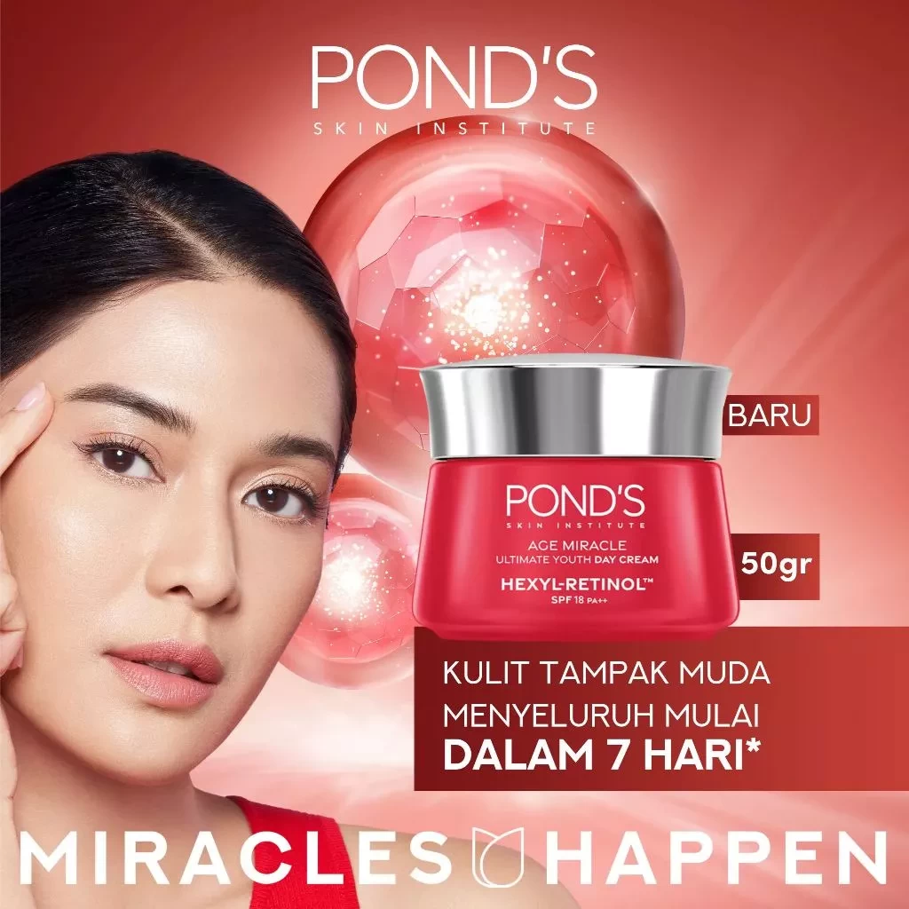 PAKET 4IN1 POND'S AGE MIRACLE DAY + NIGHT CREAM 50G + SERUM 30ML + FACIAL FOAM CLEANSER 100G PONDS