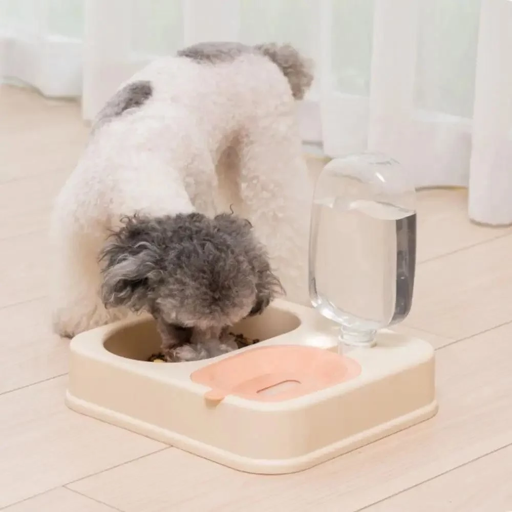 Cat Dog Dishes for Food and Water 2 in 1 Raised Pet Feeding Dishes Food Water Dispenser Set Automatic Waterer Cat Accessories