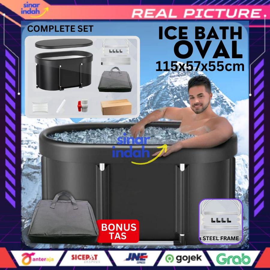 Ice Bath Oval Bucket XL 115x57x55cm Portable Body Tub Terapi Es & Penyembuhan Otot Rendam Badan Es