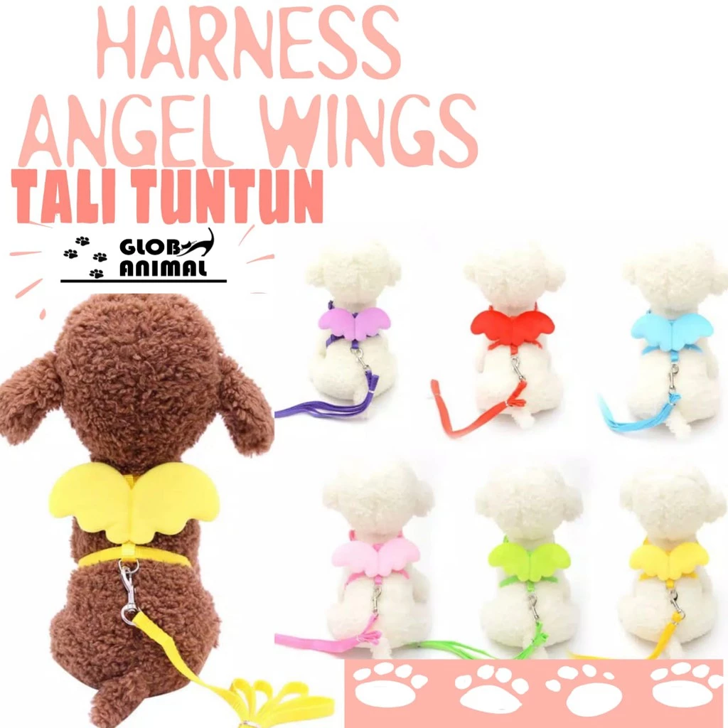 Tali Tuntun Motif Sayap Malaikat Harness Angel Wings Anjing Kucing Pet Accessories