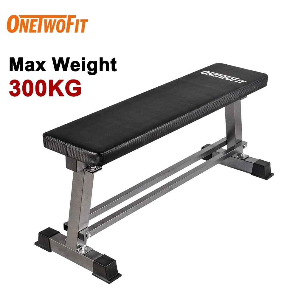 OneTwoFit Weightlifting Bench Dumbbell Stool Home Exercise Training Fitness Bench with Dumbbell Rack