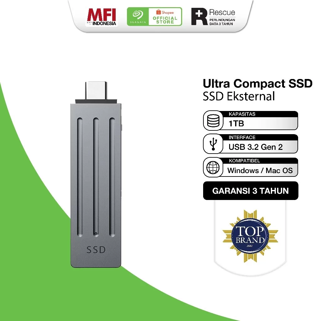 Seagate Ultra Compact SSD Portable SSD / SSD Eksternal USB3.2 Gen 2
