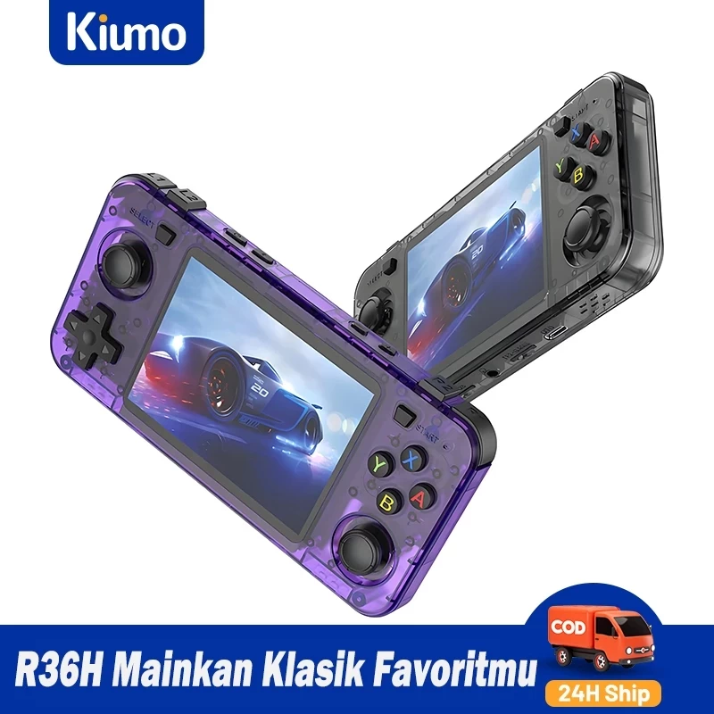 Kiumo R36H 128G Game Boy Retro Gamebot Gimbot Mini Portable Include 15000 in 1 Games Layar HD 3.5 Inch Connect TV