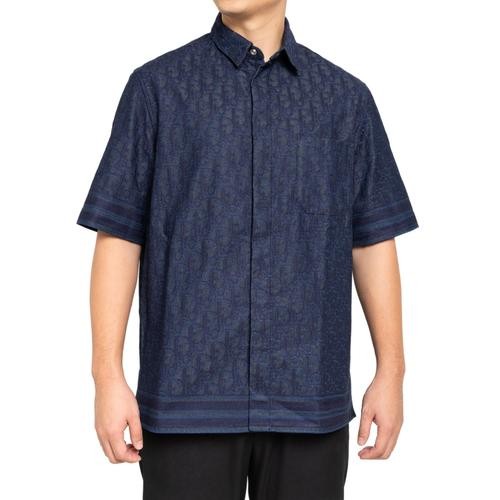 CHRISTIAN DIOR Oblique shirt deep blue cotton denim - Deep Blue,