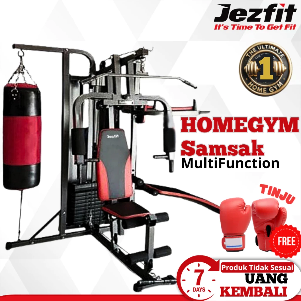 Jezfit Alat fitness Homegym 3 sisi Plus Samsak Alat angkat beban