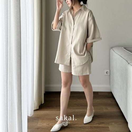 SAKAL Denim Set Shirt and Short | Setelan Denim - BLUE DENIM