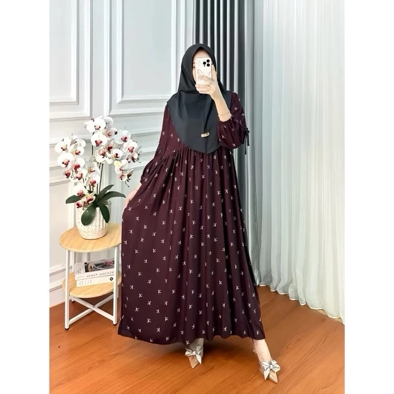 Diora Dress Gamis Pita Model Lengan Balon Bahan Rayon Premium Busana Muslim Wanita