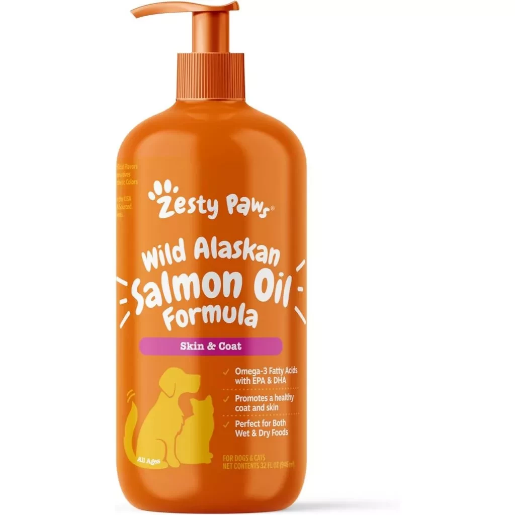 Zesty Paws Pure Wild Alaskan Salmon Oil for Skin and Coat Support - Vitamin Omega 3 Anjing / Kucing