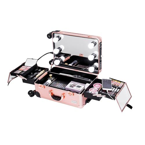 Sonia Miller Cabin Size Beauty Makeup Case Messy Line With 6 Tri-Color