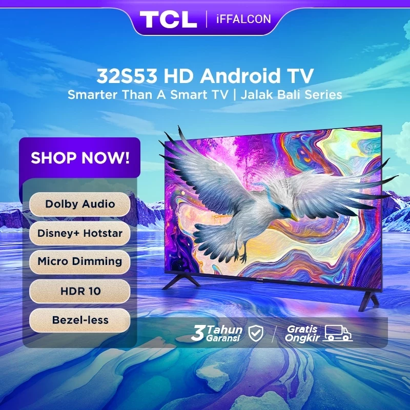 TCL iFFALCON 32 inch Smart HD TV - Android 11 - Google Play/Netflix/YouTube - WiFi - NETFLIX/HDMI/USB - Dolby Audio