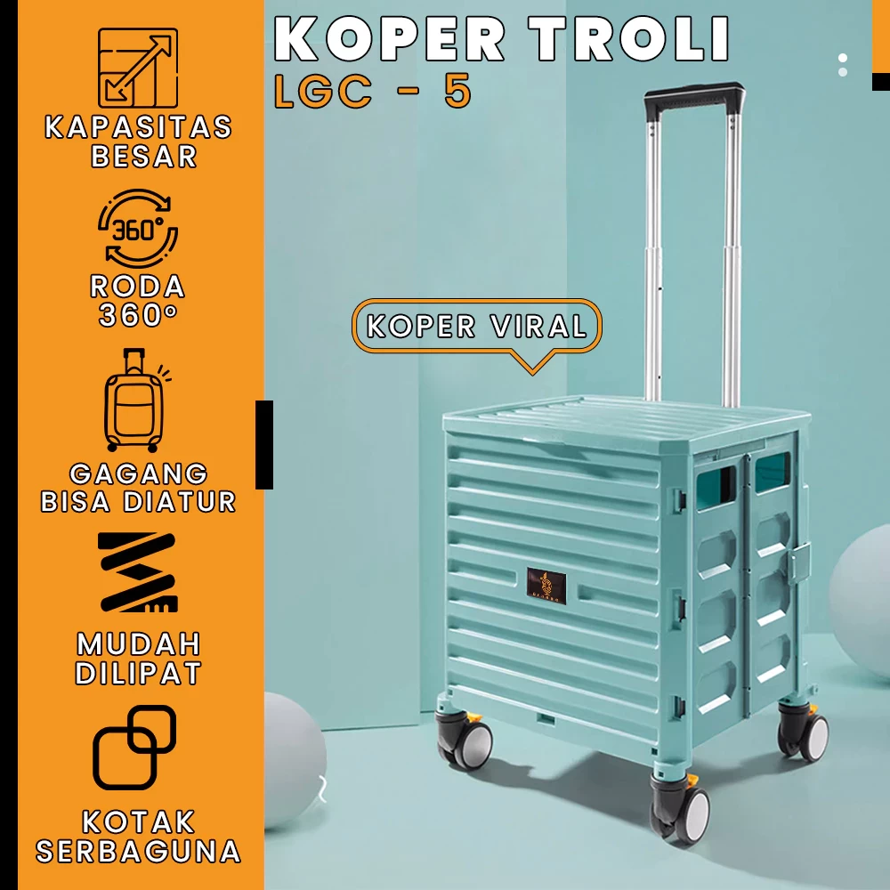 Troli Belanja Lipat Portable Folded Shopping Trolley Keranjang Roda Troli Hewan LGC-5 HOAS