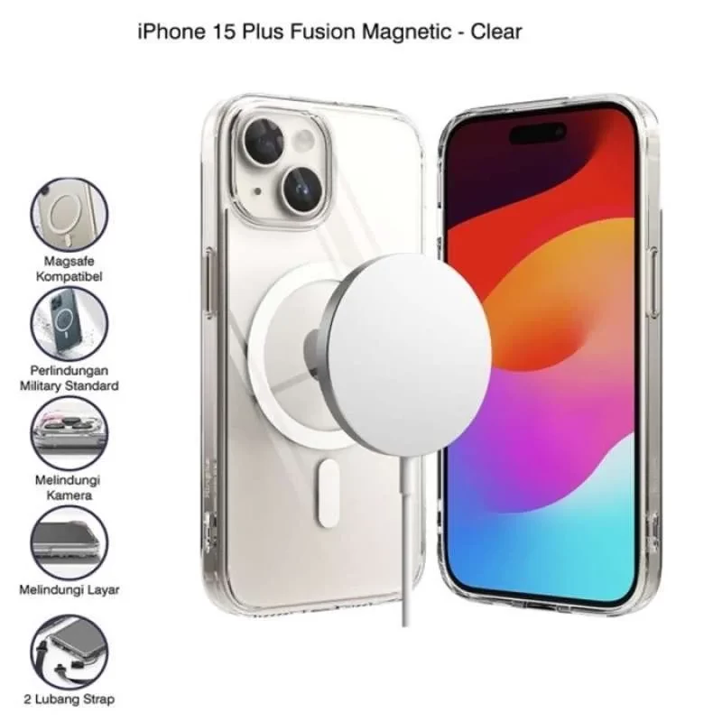Case Ringke iPhone 15 Plus Fusion Magnet Magsafe Clear Anti Crack Tipis