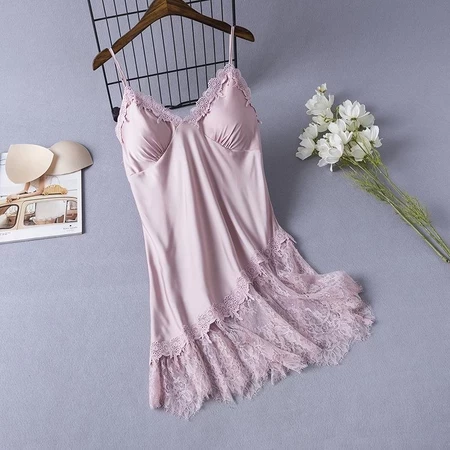 Dress Tidur Wanita Sexy Seksi Elegan Premium Bahan Adem Ice Silk Sleepwear Kekinian